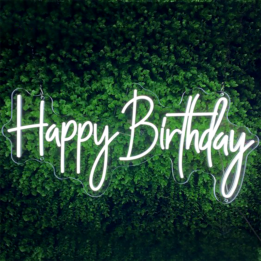Letrero neón LED happy birthday para fiestas y celebraciones