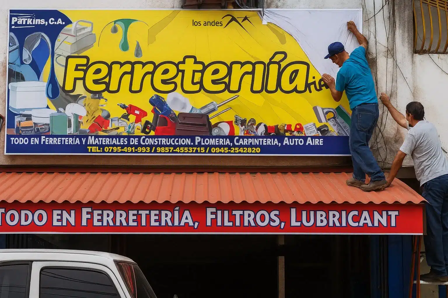 Ejemplo de letrero luminoso LED instalado en ferretería