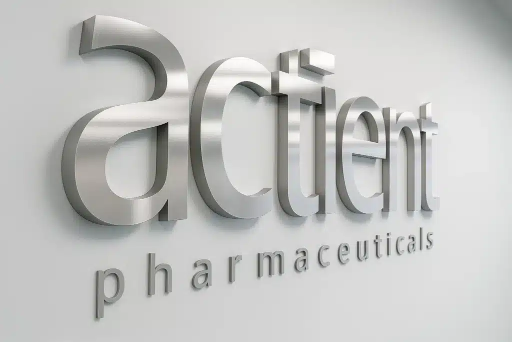 Logo en acero inoxidable 3D actient