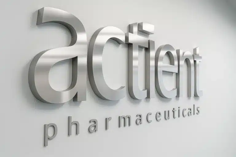 Logo en acero inoxidable 3D actient