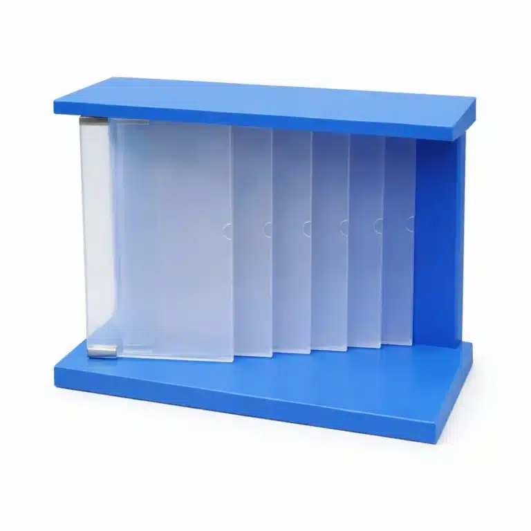 Portalicencias acrilico con base de madera azul