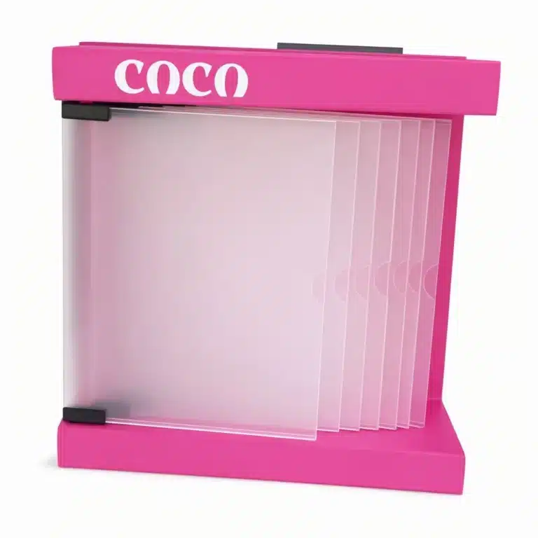 Portalicencias acrilico con base de madera rosa