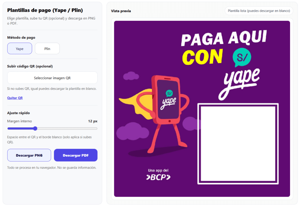 Plantilla QR Yape y Plin para negocio - resultado del generador gratuito