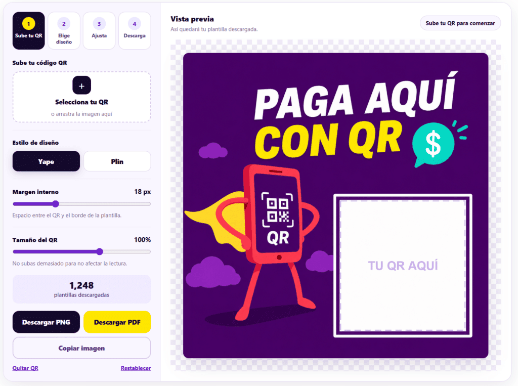 Plantilla para pago con código QRcaptura de generador de plantillas