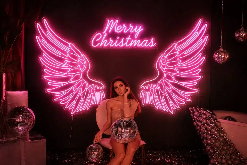 Letrero neón LED Merry Christmas para decoración navideña