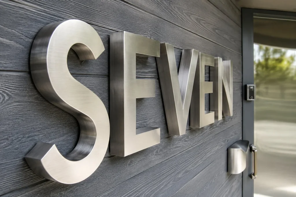 Letras 3D en acero inoxidable para fachada de negocio