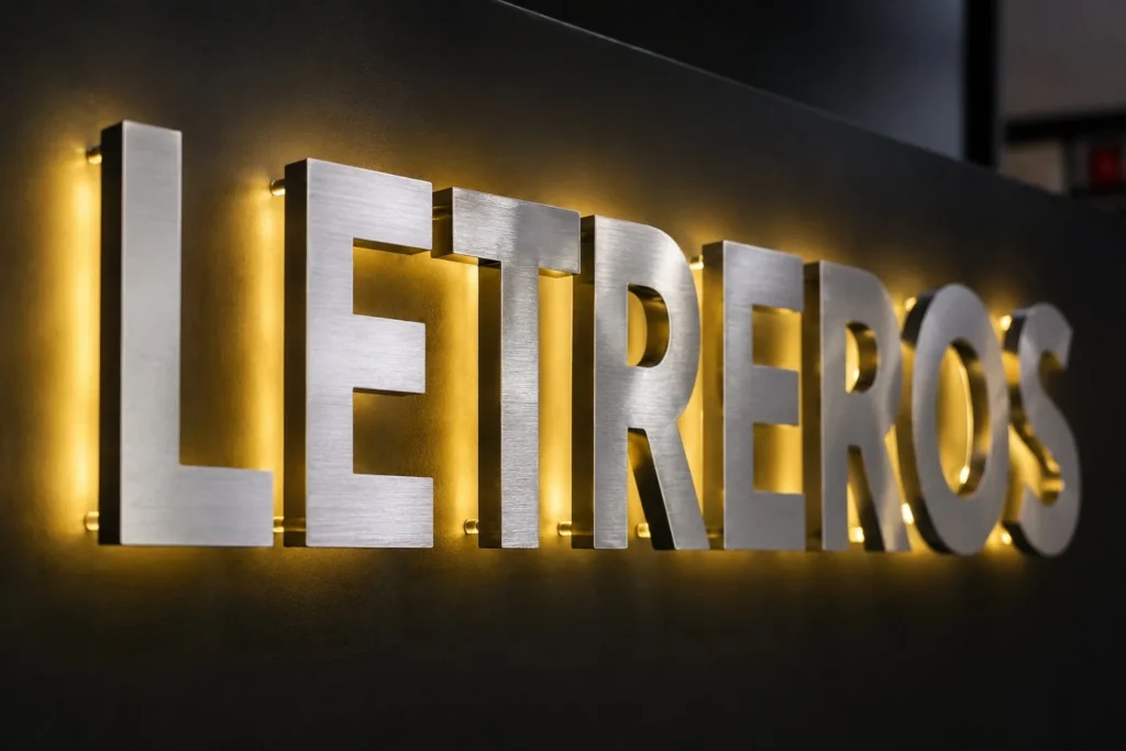 Letras en acero inoxidable con retroiluminación LED
